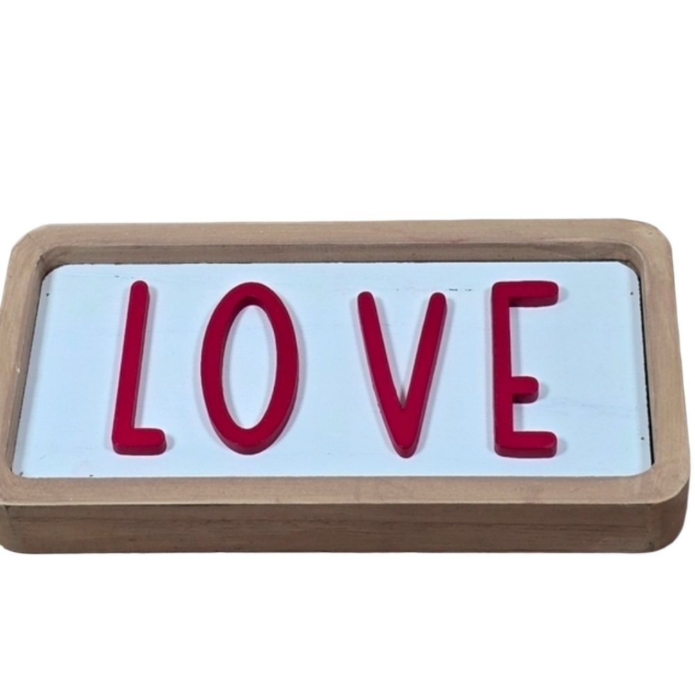 Distressed Red White LOVE Wooden Sign 4x8 Rustic Décor NWT